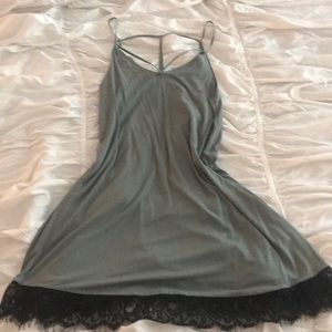Green lace trimmed dress!